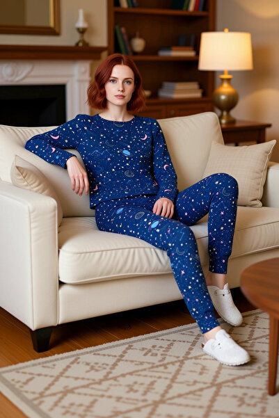 PayBuy Γυναικεία μακρυμάνικη βαμβακερή πιτζάμες με μοτίβο Galaxy για το χειμώ...