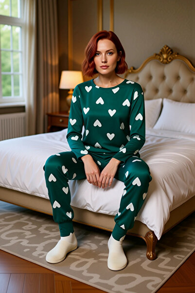 PayBuy Γυναικεία Σετ Πυτζάμες από Βαμβακερό Σχέδιο Καρδιάς Άνετη Κοπή για Χειμερινή Εποχή