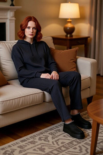 PayBuy Set pijamale cu glugă pentru femei. Model confortabil țesătură tricota...