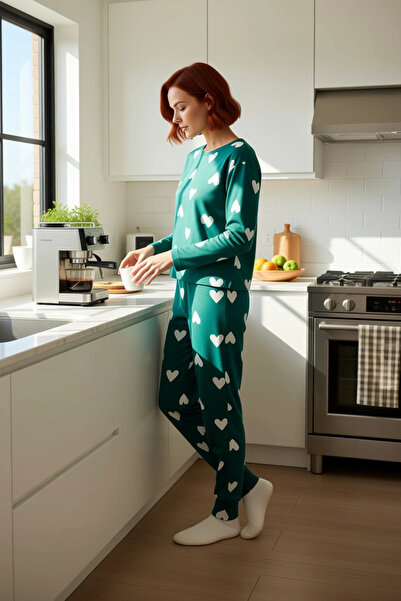 PayBuy Γυναικεία Σετ Πυτζάμες από Βαμβακερό Σχέδιο Καρδιάς Άνετη Κοπή για Χειμερινή Εποχή