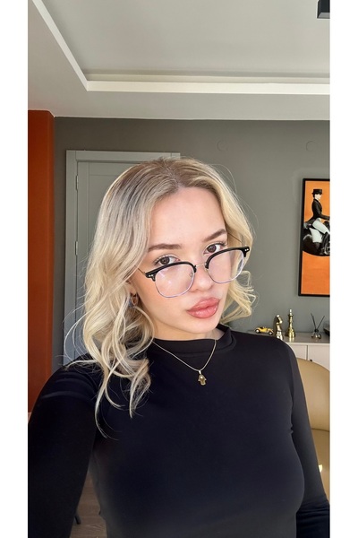 Angel Eyes Unisex Metal Black Framed Computer Glasses Blue Light Protective Clear Lens