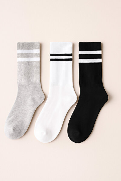 Katia&Bony Unisex Stripe Patterned Socks Brown Mix