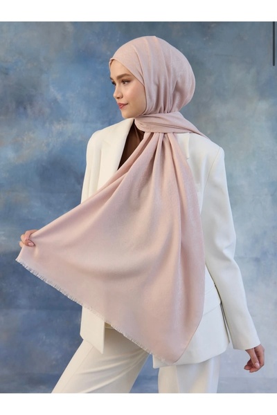 lune Logo Desen Pamuk Jakar Şal TOZ PEMBE