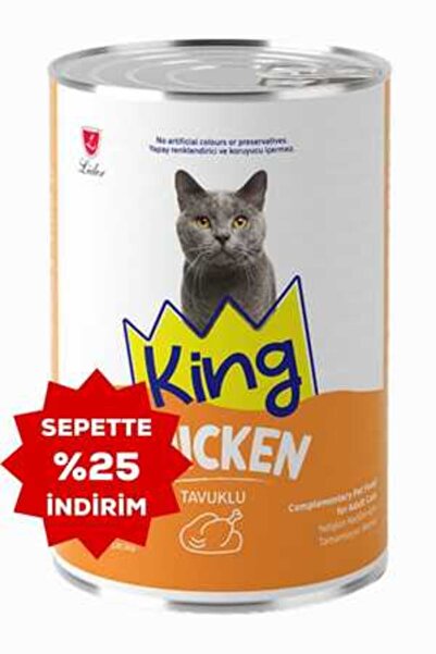 King Sos İçerisinde Et Parçacıklı Tavuklu Kedi Konservesi 400 gr
