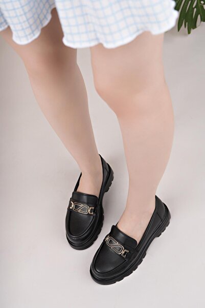 Nesil Shoes Süha 506 Чорні анатомічні жіночі лофери