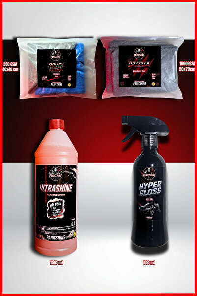 4’lü Premium Araç Yıkama Seti – Cilalı Şampuan, Hızlı Cila, Oto Kurulama Havlusu, Cila Bezi