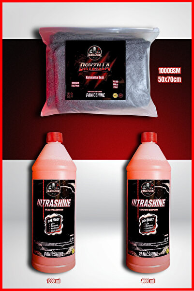 Araç Bakım Seti – 2’li Ultrashine Cilalı Oto Şampuan + Premium Dryzilla Oto Kurulama Bezi