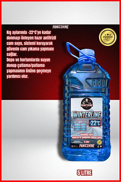 panicshine Kullanıma Hazır Silecek Suyu 5 Lt Gerçek -22 Derece