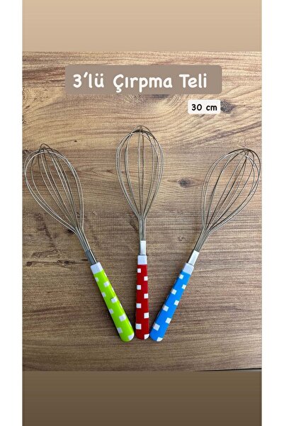 Doğuş Mutfak 30 cm 3 Pcs Stainless Steel Metal Whisk - for Mixing Eggs, Cakes and Dough