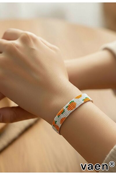 vaen Portakal Desenli Miyuki Ayarlanabilir El Yapımı Dokuma Boncuk Bijuteri B...