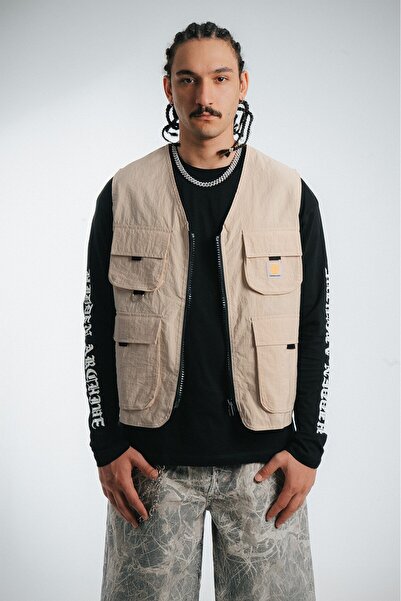 UKHWD SUPPLY Beige Multi-Pocket Utility Cargo Men's Vest
