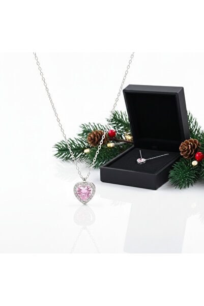 vüs jewel Gümüş Kalpli Kolye Rodyum Kaplamalı