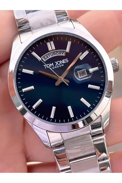 Tom Jones Navy Blue Velvet Steel Strap 3 ATM Water Resistant 2 Year Warranty Men's Watch TJE3.10002.4