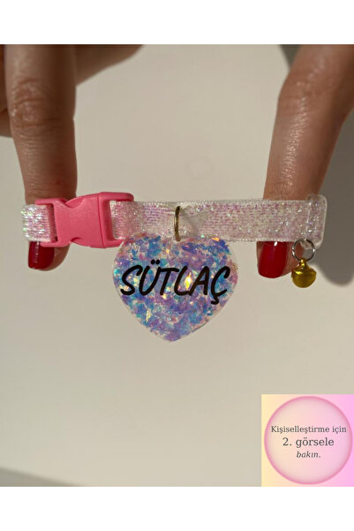 VenüsTakı "kalp" Şeklinde Beyaz Tasma - Zilli - Lilac Dream Glitter - Isimli ...