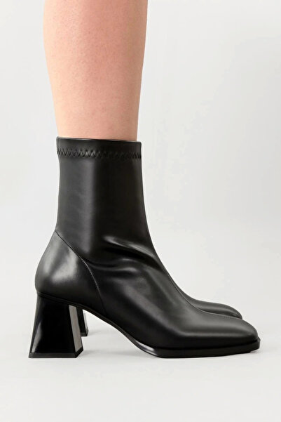 Lio Shoes Kadın Bot Siyah Kalın Topuklu Streç Boots