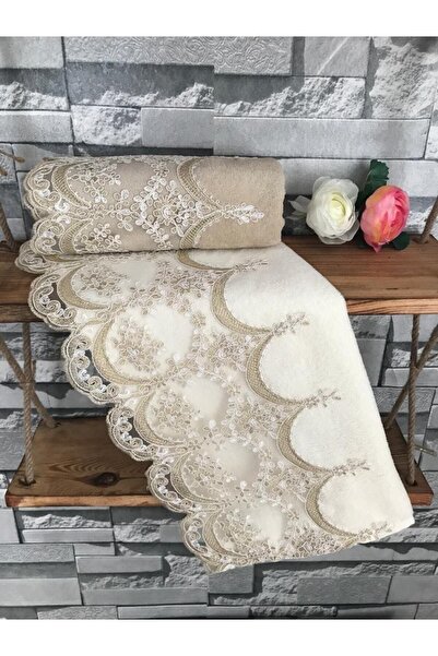 Çeyiz Bahçesi Набір оксамитових рушників з французького гіпюру Fabella 50&90