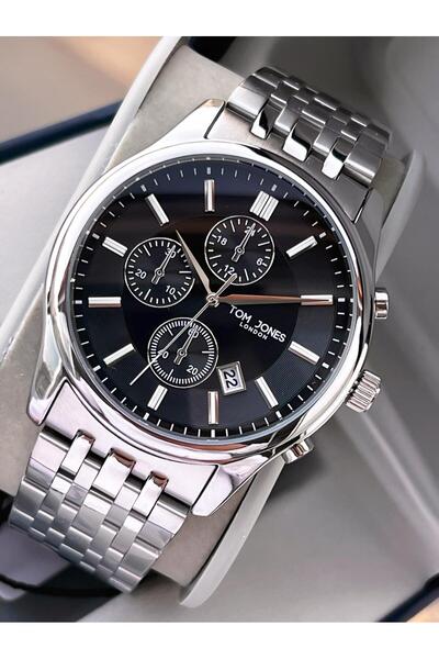 Tom Jones Men's Gray Steel Color 3 Atm Waterproof Wristwatch with Anti-Throw ...