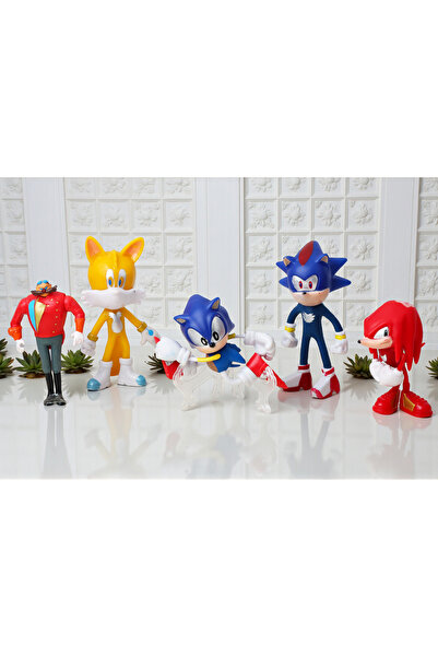 e-life shop مجموعة شخصيات سونيك بوم المكونة من 5 قطع - سونيك، مايلز تيلز، نوكلز، دكتور إيجمان، ويرهوج، لعبة من البلاستيك