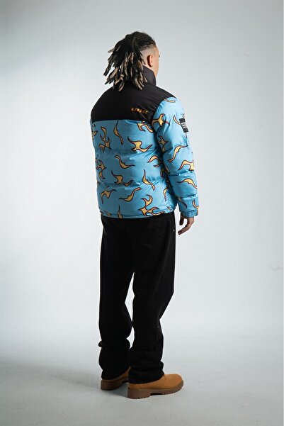 No Future Chrome Flames Men's Puffer Coat Jacket Nf0506Mv