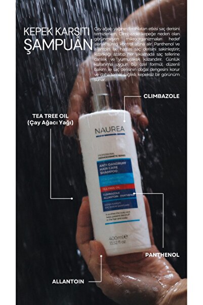 NAUREA -Climbazole İçeren Kepek Karşıtı Şampuan Tea Tree Oil Dermokozmetik Ha...