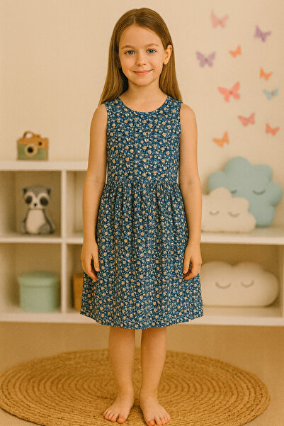 GMG Baby Blue Flower Patterned Dress