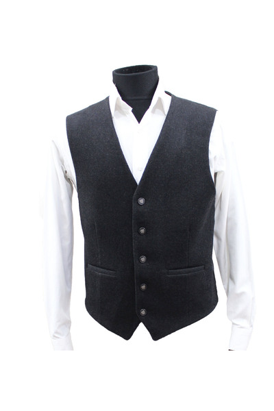 MENTOR REGALO Ανδρικό γιλέκο με λαιμόκοψη σε σχήμα V σκούρο γκρι κασετίνα 50262