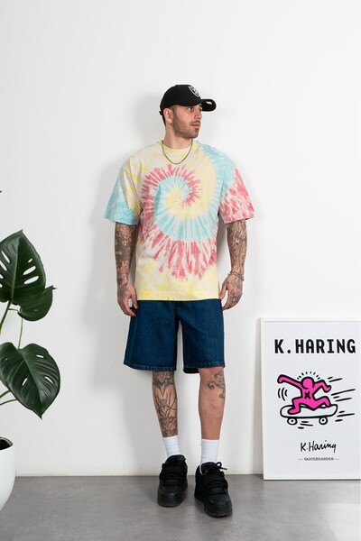 No Future Rainbow Tie Dye Oversize Men's T-Shirt Nf0695Ks