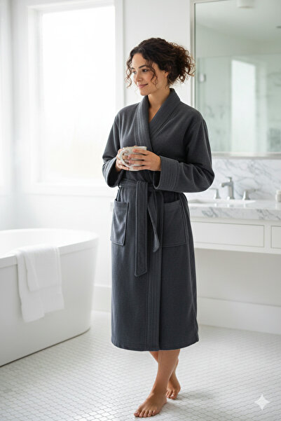 Linenza جالانت - 100% قطن - رداء كيمونو أنثراسيت