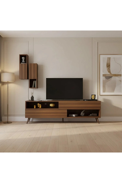 Stylish Home وحدة طاولة تلفزيون بني - TV02