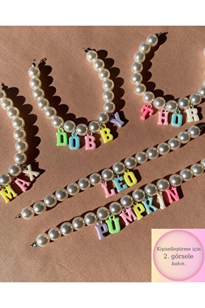 VenüsTakı İsimli İnci Boncuklu Yetişkin Kedi/ Küçük-Orta Irk Köpek Tasması