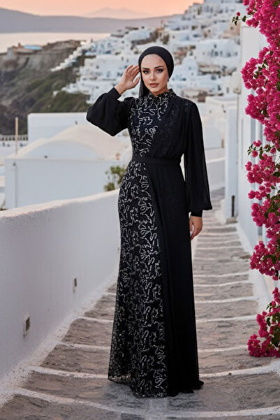 Neva Style Rochie de seară din șifon cu paiete argintii 5516GMS