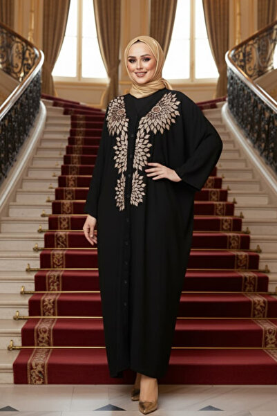 N.S NEVA STYLE Sequin Patterned Black Hijab Dress 21003S