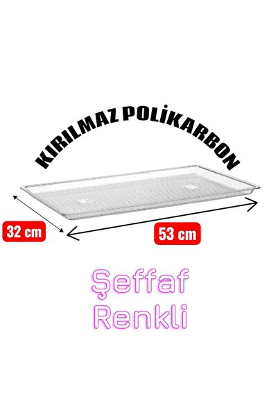 GastroPlast 32 x 53 cm BÜYÜK BOY POLİKARBON PLASTİK REYON TEPSİSİ,SUNUM TEPSİ...
