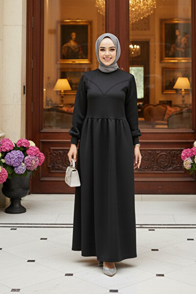 Neva Style Black Hijab Scuba Dress 36902S