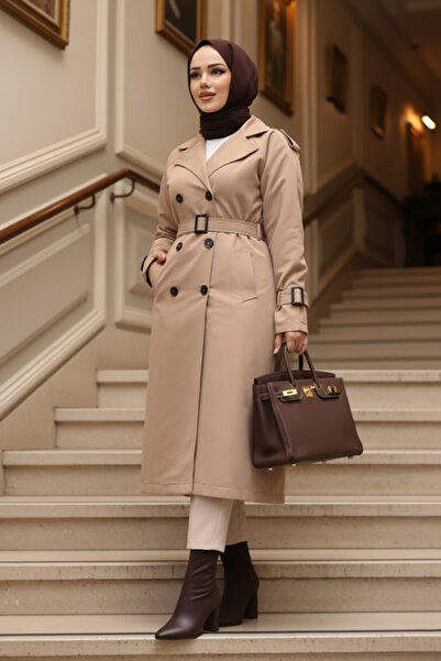 N.S NEVA STYLE Μπισκότο Τζάκετ Τσέντρικο Μπισκότο με Ζώνη με Κούμπωμα 26412BS