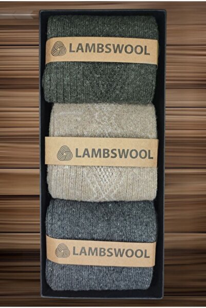 BlueStore Erkek Koyun Yünü Lambswool Kışlık 3'lü Çorap Seti