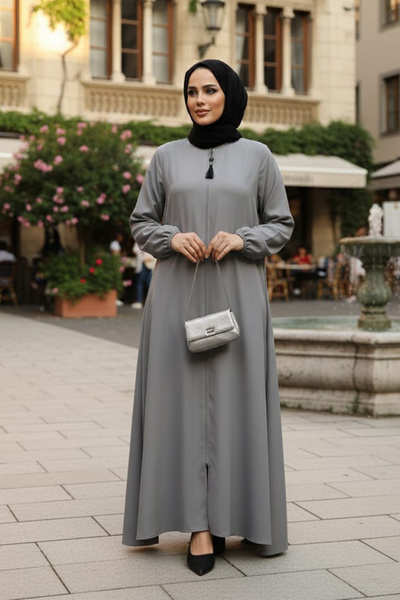 Neva Style Zippered Gray Hijab Ferace 26301GR