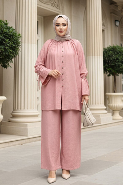 N.S NEVA STYLE طقم مكون من قطعتين من الصوف السلمون بأزرار 30451SMN