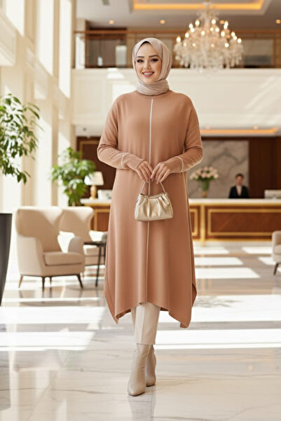 N.S NEVA STYLE Biscuit Hijab Knitwear Poncho Tunic 58651Bs