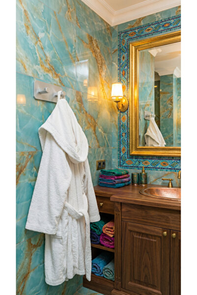 URASDESIGN 2'li Premium Gümüş Alüminyum Banyo Mutfak Havlu Bornoz Askısı Yapı...