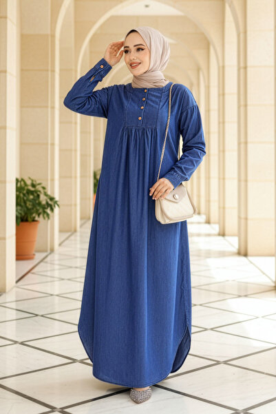 Neva Style Φόρεμα Hijab Navy Blue - Τζιν 19121L