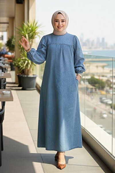 N.S NEVA STYLE Blue Hijab Denim Dress 19148m