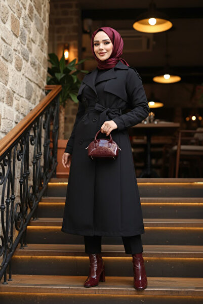 N.S NEVA STYLE Μαύρο μαντίλι με ζώνη 62481S