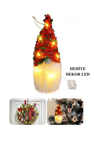 Kelira Gnome Christmas Ornament Christmas Figure Lucky Dwarf New Year Santa Claus Long Hat Gnome Sequin