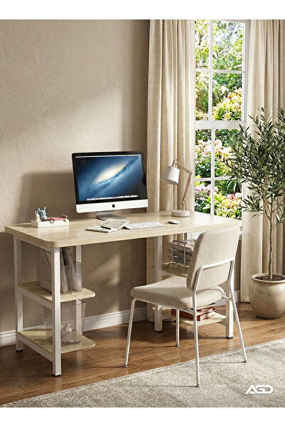 AGD Computer desk with storage shelves on both sides, 120*60*77 cm