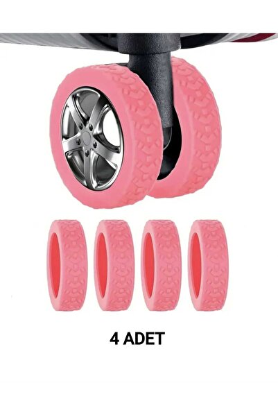 DefneAtes 4 Adet Pembe Silikon Bavul Tekerleği Kılıfı Sessiz Koruyucu Ofis Sa...