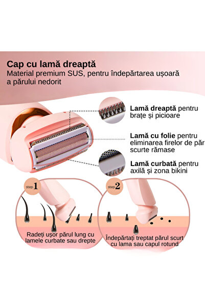 A ATAB Ηλεκτρική ξυριστική μηχανή 2 σε 1 για γυναίκες, για υγρή και στεγνή χρήση, IPX7, LCD, USB-C, 800mAh, ροζ