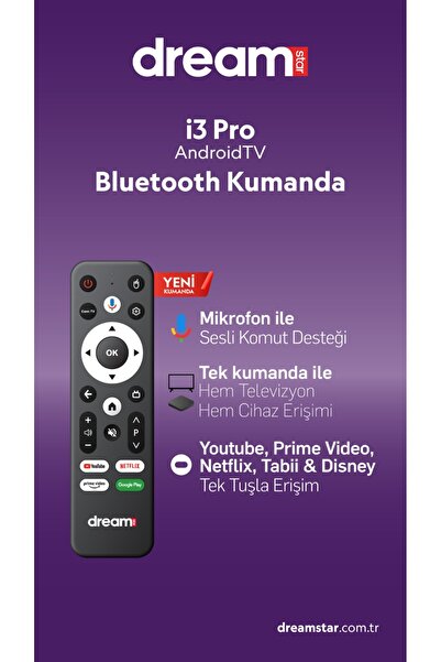 Dreamstar i3 Pro | Android TV Box | Android 14 | Sesli Komut Desteği | 6K Ultra HD | WiFi | HDMI Kablo Hediye