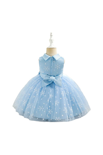 OEM Elegant blue dress with bow for girls 2 years