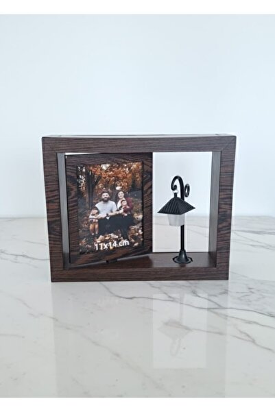 MEN TASARIM El Yapımı Ahşap Dönen Çerçeve Wenge Işıklı Sokak Lambası